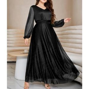 Plus size luxe bishop sleeve mesh maxi dress
